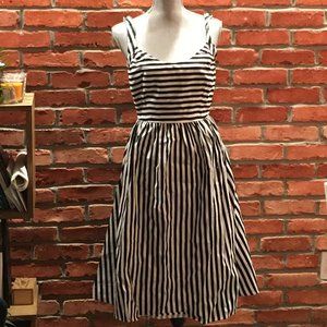 Collectif Black and White Pinstripe Swing Dress